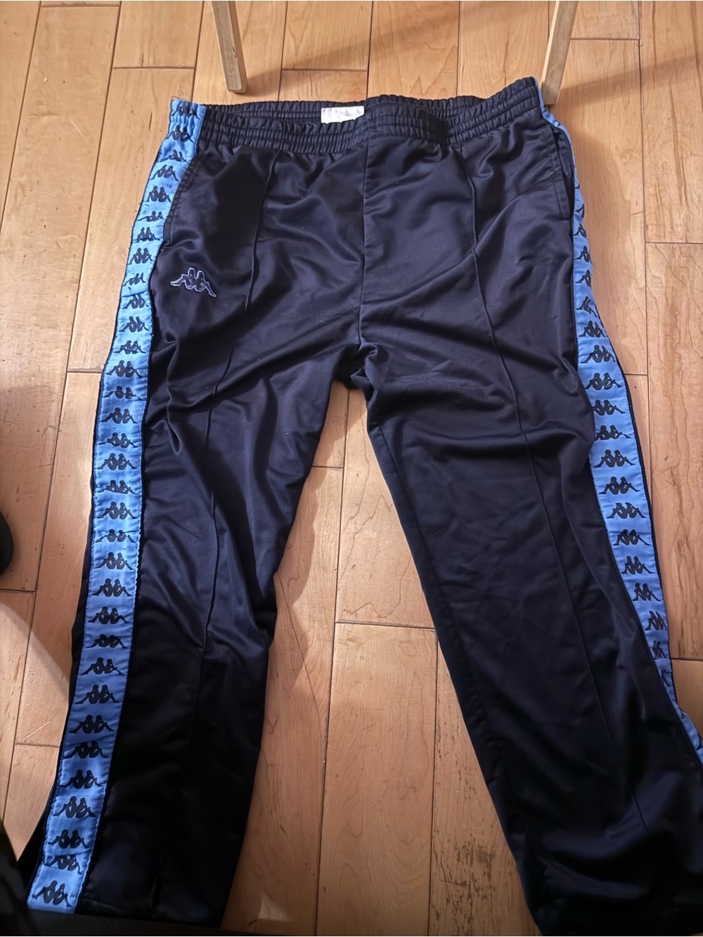 Kappa Black Joggers with Light Blue Logo Tape